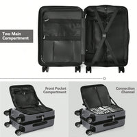 Lightweight 20 Inch Carry-On Luggage With Front Pocket USB Port And TSA Combination Lock, Ideal For Short Business Trips