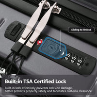 Lightweight 20 Inch Carry-On Luggage With Front Pocket USB Port And TSA Combination Lock, Ideal For Short Business Trips