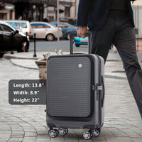 Lightweight 20 Inch Carry-On Luggage With Front Pocket USB Port And TSA Combination Lock, Ideal For Short Business Trips