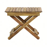 Outdoor Folding Acacia Wood Side Table With Slat Design For Patio And Indoor Use