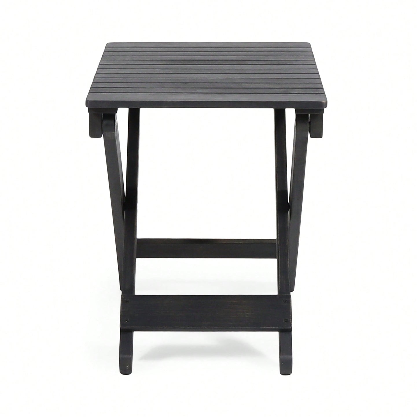 Outdoor Folding Acacia Wood Side Table With Slat Design For Patio And Indoor Use