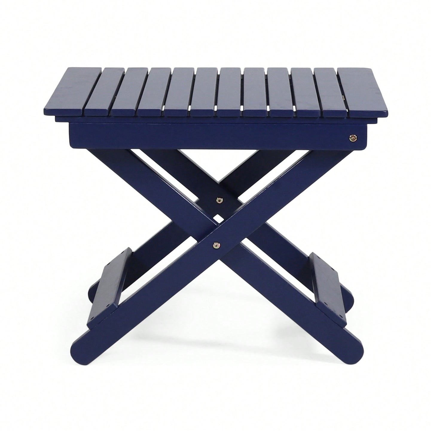 Outdoor Folding Acacia Wood Side Table With Slat Design For Patio And Indoor Use