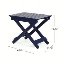 Outdoor Folding Acacia Wood Side Table With Slat Design For Patio And Indoor Use