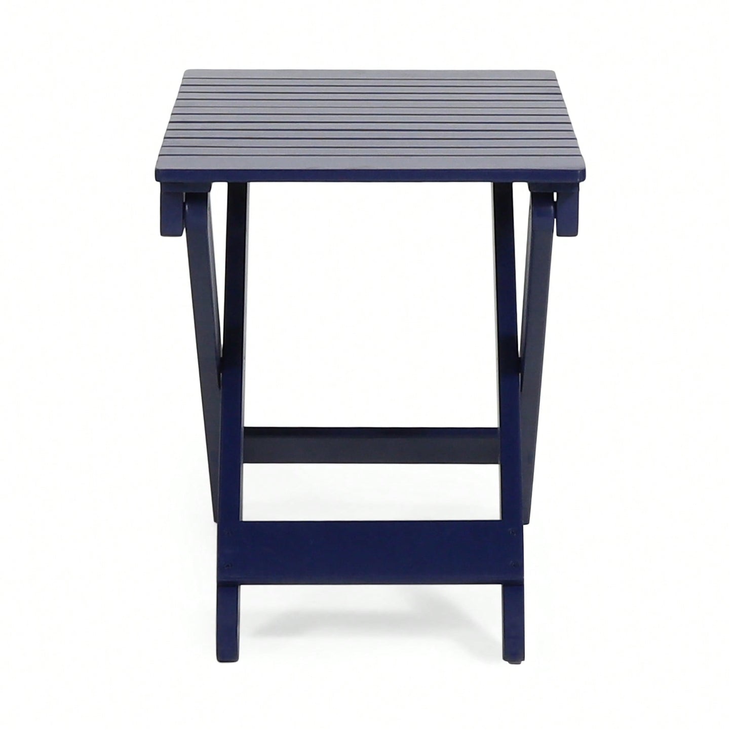 Outdoor Folding Acacia Wood Side Table With Slat Design For Patio And Indoor Use