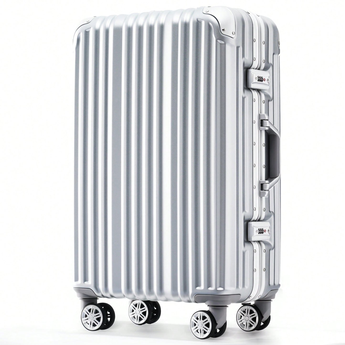 20in Aluminum Carry-On Luggage with USB Port Spinner Wheels TSA Lock and Cup Holder for Travel Business and Beach