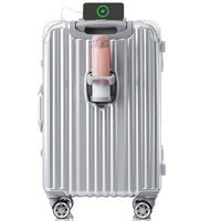 20in Aluminum Carry-On Luggage with USB Port Spinner Wheels TSA Lock and Cup Holder for Travel Business and Beach