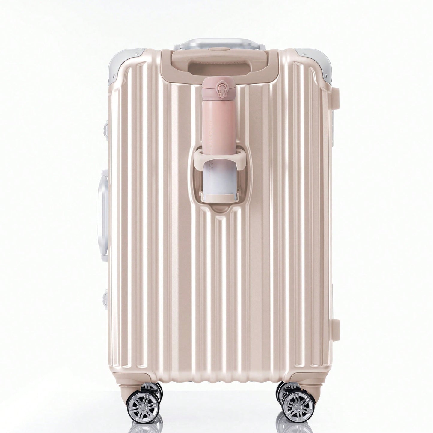 20in Aluminum Carry-On Luggage with USB Port Spinner Wheels TSA Lock and Cup Holder for Travel Business and Beach