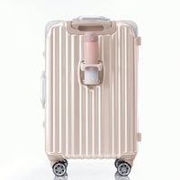 20in Aluminum Carry-On Luggage with USB Port Spinner Wheels TSA Lock and Cup Holder for Travel Business and Beach