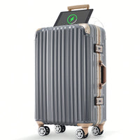 20in Aluminum Carry-On Luggage with USB Port Spinner Wheels TSA Lock and Cup Holder for Travel Business and Beach