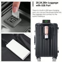 20in Aluminum Carry-On Luggage with USB Port Spinner Wheels TSA Lock and Cup Holder for Travel Business and Beach