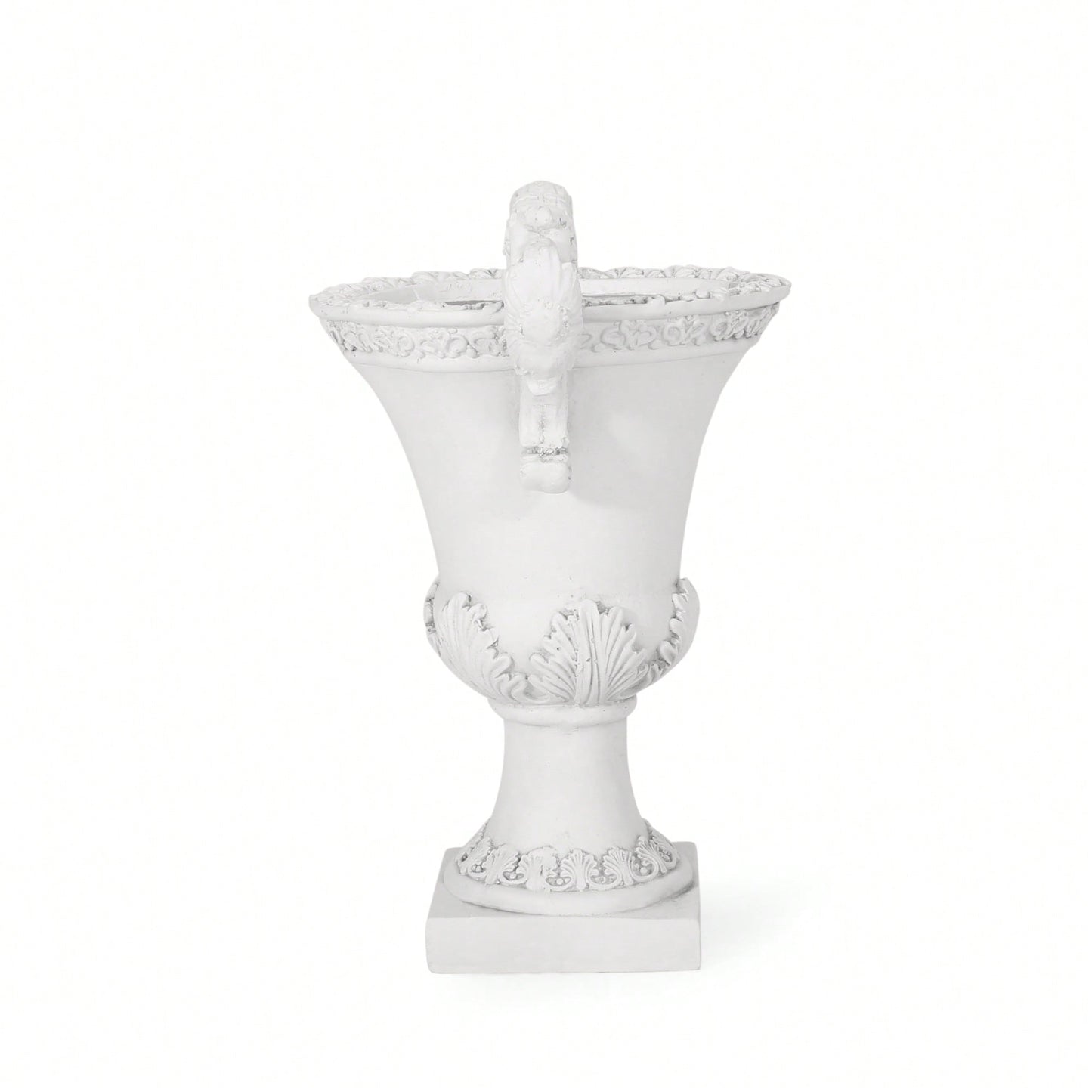 Elegant Lightweight Concrete Garden Urn Planter With Roman Design And Drainage Hole For Indoor And Outdoor Use