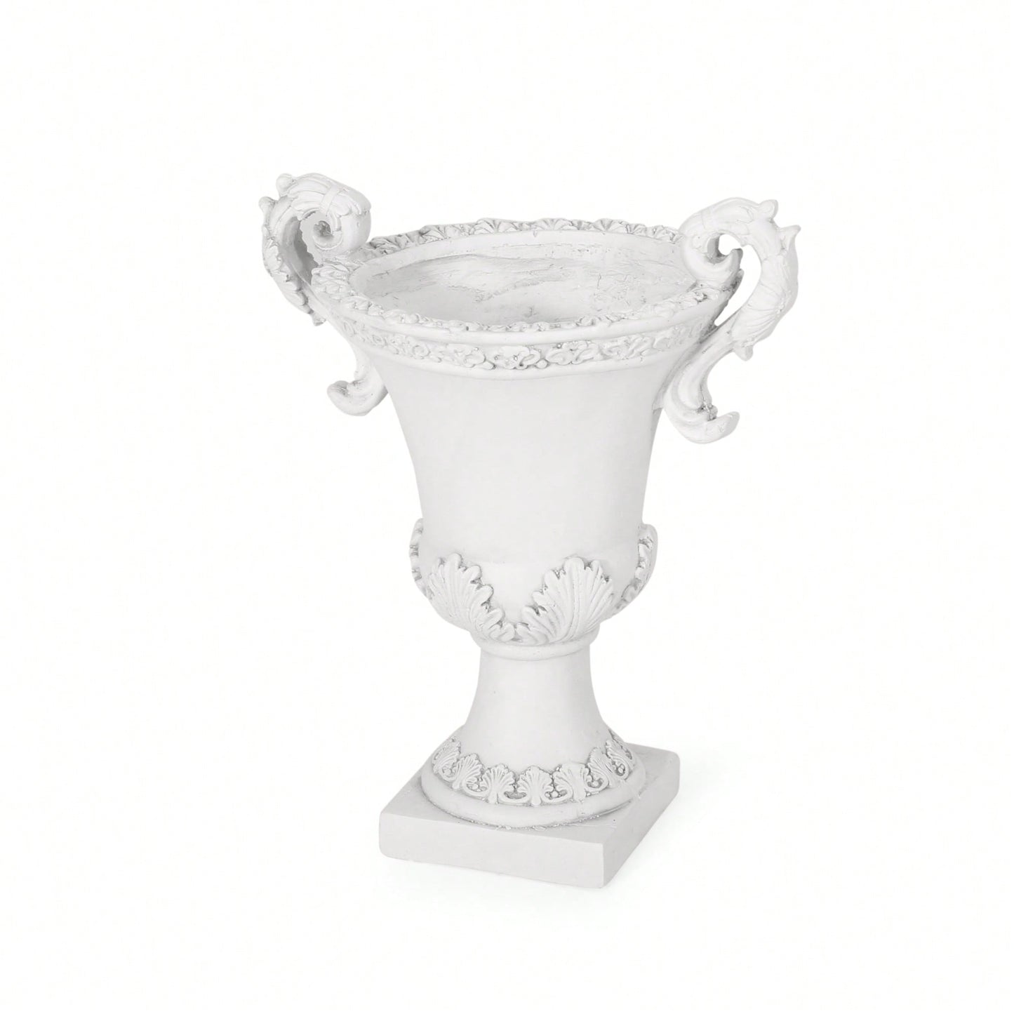 Elegant Lightweight Concrete Garden Urn Planter With Roman Design And Drainage Hole For Indoor And Outdoor Use