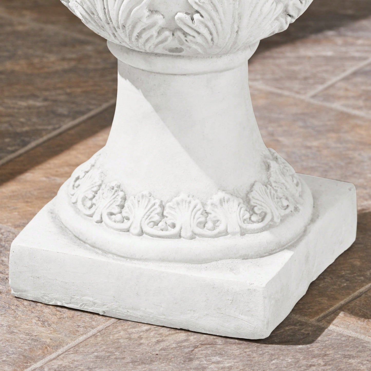 Elegant Lightweight Concrete Garden Urn Planter With Roman Design And Drainage Hole For Indoor And Outdoor Use