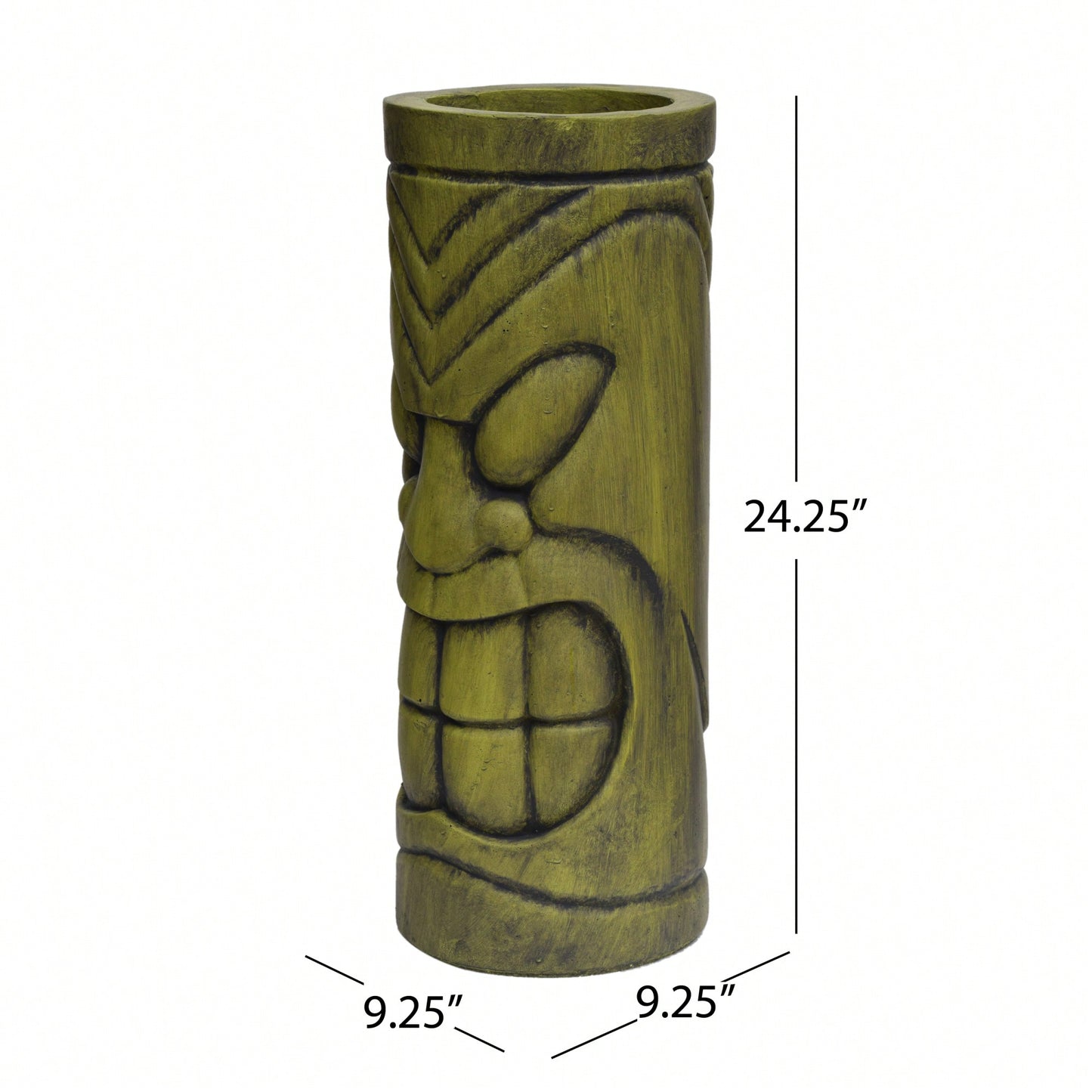 Polynesian Tiki Totem Stone Statue Urn Planter With Drainage Hole For Outdoor Decor