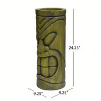 Polynesian Tiki Totem Stone Statue Urn Planter With Drainage Hole For Outdoor Decor