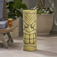 Polynesian Tiki Totem Stone Statue Urn Planter With Drainage Hole For Outdoor Decor