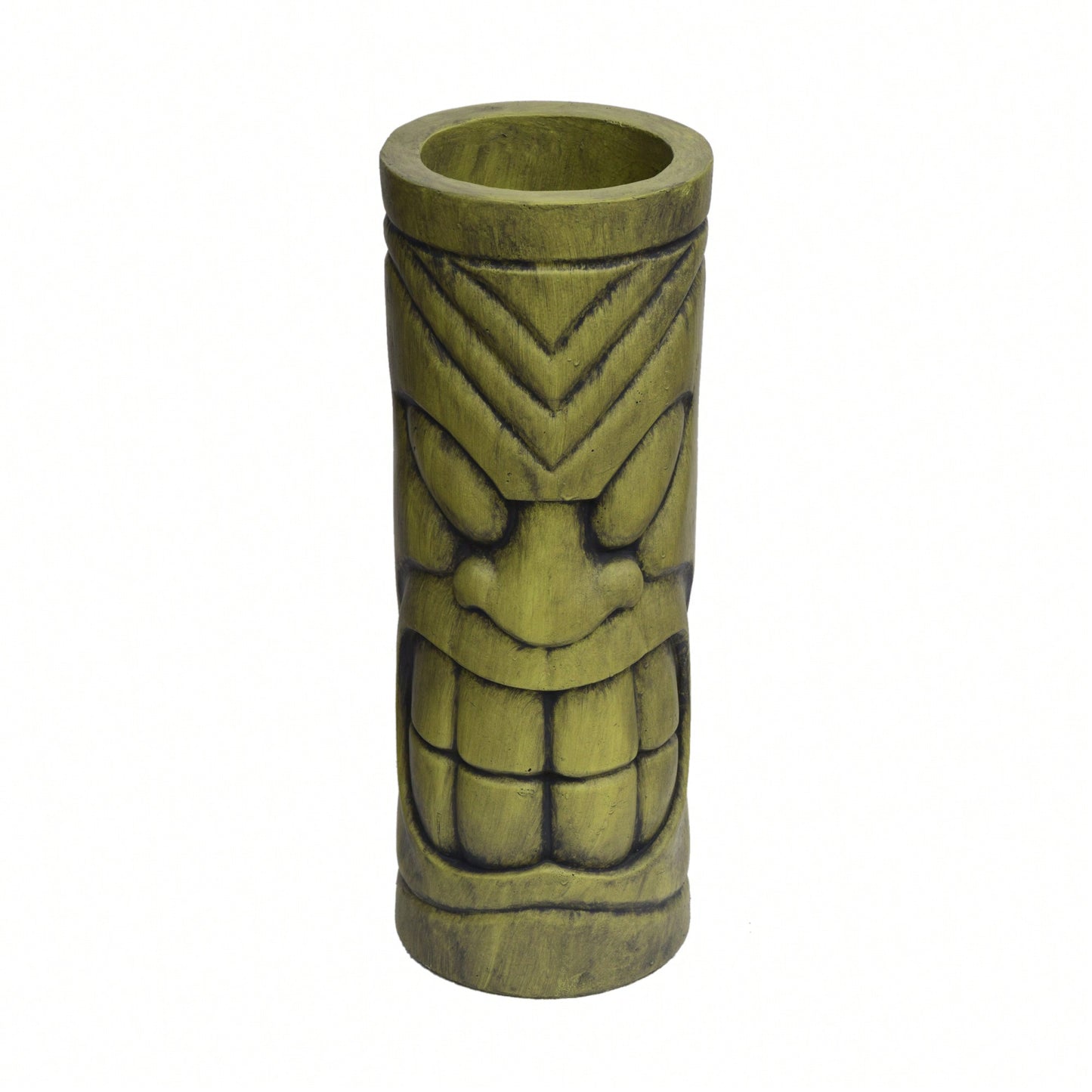 Polynesian Tiki Totem Stone Statue Urn Planter With Drainage Hole For Outdoor Decor