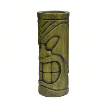 Polynesian Tiki Totem Stone Statue Urn Planter With Drainage Hole For Outdoor Decor