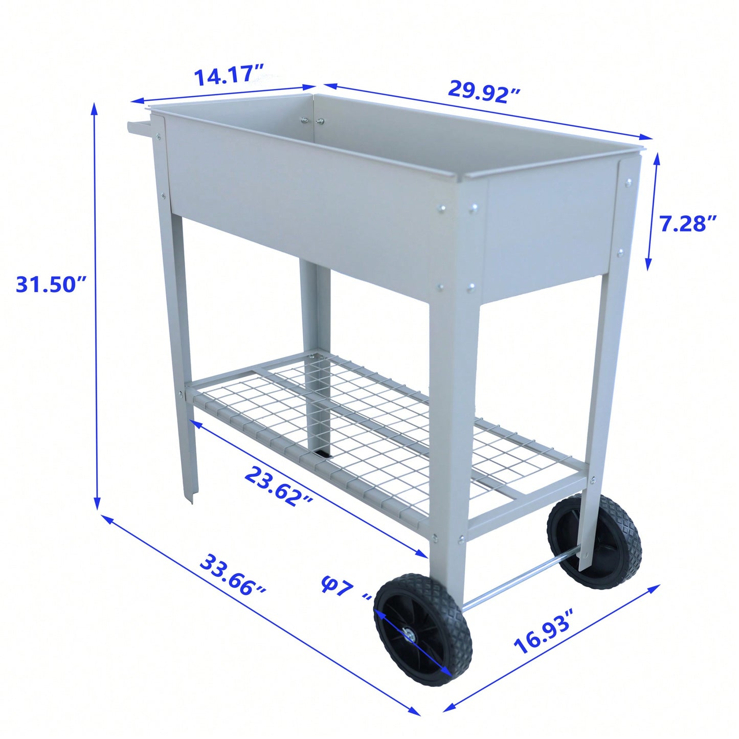 Elevated Metal Garden Bed Cart With Wheels For Easy Indoor Outdoor Planting - Ergonomic Design For Vegetables Herbs And Flowers