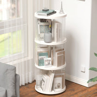 360° Rotating Corner Bookshelf for Kids and Adults Space-Saving 3 Tier Organizer Lightweight Modern Design White