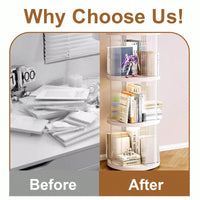 360° Rotating Corner Bookshelf for Kids and Adults Space-Saving 3 Tier Organizer Lightweight Modern Design White