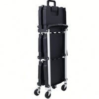 3 Layer Folding Collapsible Service Cart With 150 Lb Load Capacity Portable And Durable Storage Solution For Tools And Equipment