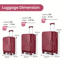 Lightweight 3 Piece Luggage Set with Laptop Compartment TSA Lock Hard Shell Suitcases and Spinner Wheels