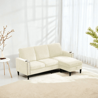 Modern L-Shape Chenille Sectional Sofa With Storage Chaise For Apartment Living Room Office Small Space