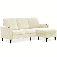 Modern L-Shape Chenille Sectional Sofa With Storage Chaise For Apartment Living Room Office Small Space