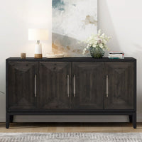 Versatile Four-Door Sideboard With Brushed MDF Doors And Elegant Acrylic Handles Perfect For Home Storage And Organization