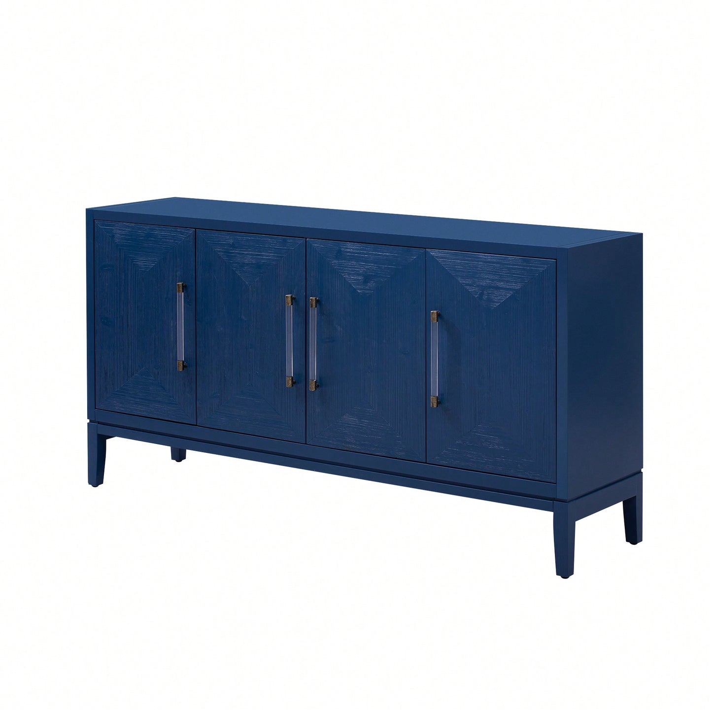 Versatile Four-Door Sideboard With Brushed MDF Doors And Elegant Acrylic Handles Perfect For Home Storage And Organization