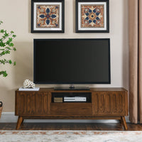 Mid Century Modern Fluted TV Stand for 65 Inch TV with Storage Farmhouse Wood Media Console with 2 Doors and 1 Drawer