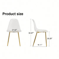 Ergonomic Transparent Dining Chair Set Of 4 With Golden Plating Metal Legs Modern Nordic Design For Makeup And Negotiation Use