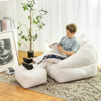 Cozy Faux Fur Bean Bag Chair With Memory Foam Filling For Ultimate Comfort In Living Room, Dorm, Or Game Room