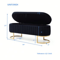 Modern Velvet Oval Storage Bench With Golden Metal Legs For Bedroom Living Room Entryway 50 Inch Upholstered Ottoman With Hidden Storage