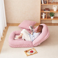 Adjustable Triple Fold Down Sofa Bed In Pink With 18 Positions For Comfort And Versatile Use