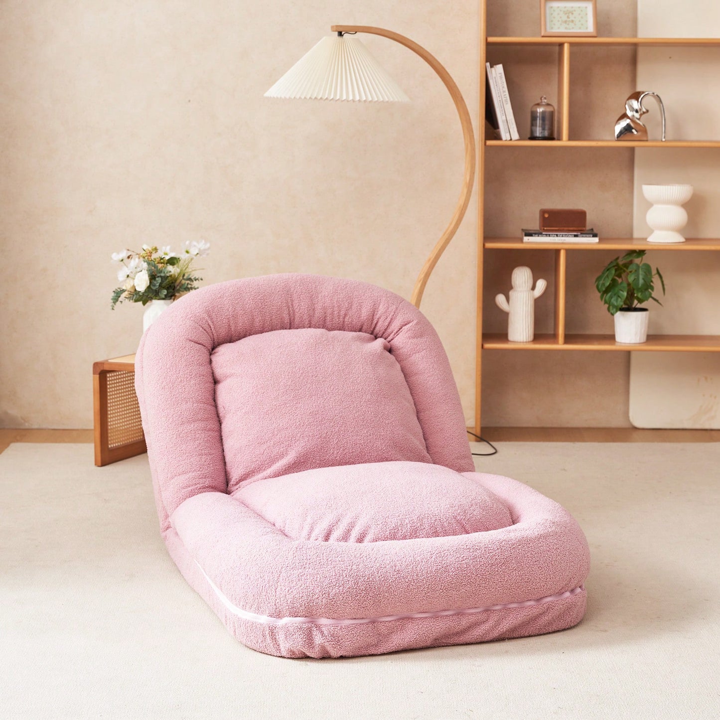 Adjustable Triple Fold Down Sofa Bed In Pink With 18 Positions For Comfort And Versatile Use