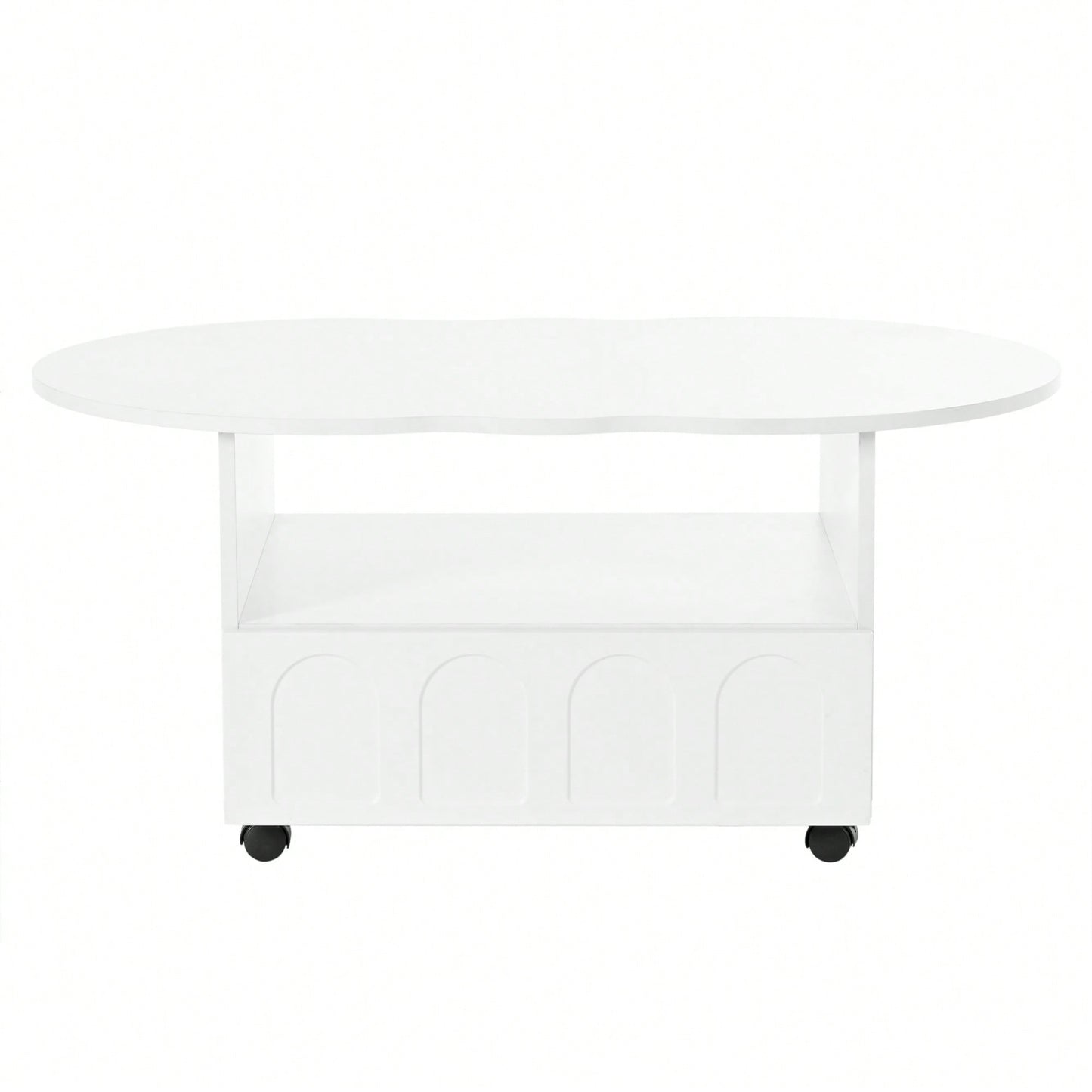 Cloud Shaped  Coffee Table With Storage Drawer And Wheels For Living Room