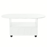 Cloud Shaped  Coffee Table With Storage Drawer And Wheels For Living Room