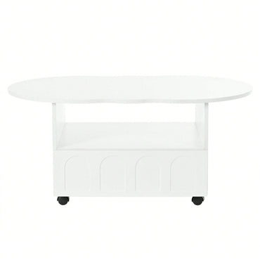 Cloud Shaped  Coffee Table With Storage Drawer And Wheels For Living Room