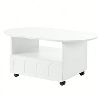 Cloud Shaped  Coffee Table With Storage Drawer And Wheels For Living Room