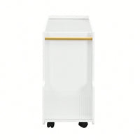 Versatile Modern Mobile End Table with Lockable Wheels and Elegant Fluted Glass Top for Living Room or Bedroom