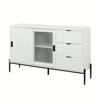 Modern Storage Cabinet With Glass Sliding Doors And 3 Drawers For Entryway Kitchen Buffet And Home Décor