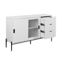 Modern Storage Cabinet With Glass Sliding Doors And 3 Drawers For Entryway Kitchen Buffet And Home Décor