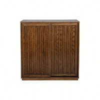 Mid Century Modern Sideboard With Sliding Doors And Solid Wood Accents For Living Room Kitchen Dining Entryway Storage