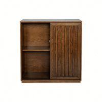 Mid Century Modern Sideboard With Sliding Doors And Solid Wood Accents For Living Room Kitchen Dining Entryway Storage