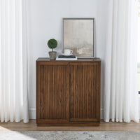 Mid Century Modern Sideboard With Sliding Doors And Solid Wood Accents For Living Room Kitchen Dining Entryway Storage