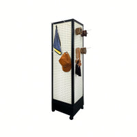 Four-Sided Rotating Pegboard Display Stand For Crafts Jewelry And Retail Events MDF Aluminum Alloy Black