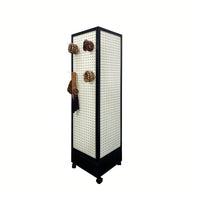 Four-Sided Rotating Pegboard Display Stand For Crafts Jewelry And Retail Events MDF Aluminum Alloy Black