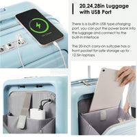 20-Inch Expandable Carry-On Luggage Set With Travel Bag USB Port Cup Holder